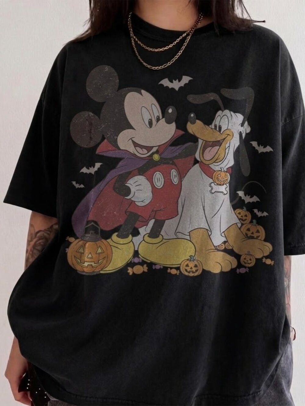 Vintage Mickey Pluto Halloween Graphic Tee, Retro Pumpkin Shirt